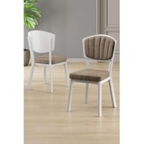 Hanah home set trpezarijskih stolica Nape 4 kom, kapućino tkanina Babyface, bele metalne noge | Eponuda.com