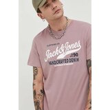 Jack & Jones Bombažna kratka majica JJSTAR roza barva | Shoptok.si