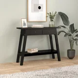 vidaXL Konzolna mizica s predali črna 90x30x75 cm trden mahagonij