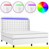 Maison Chic Box spring postelja - Vzmetna postelja z vzmetnico LED bela 160x200cm umetno usnje SL2740, (21909193) | Shoptok.si