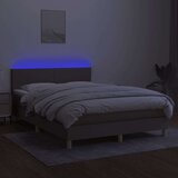  Box spring postelja z vzmetnico LED taupe 140x200 cm blago | Shoptok.si