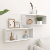  Kockaste zidne police 2 kom bijele 60 x 15 x 23 cm od iverice | shoptok.hr