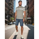 DStreet Koszulka męska polo z paskami szara | Shoptok.si