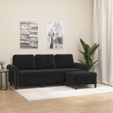 Trosjed s tabureom crni 180 cm baršunasti Cijene