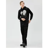 Koton Basic Hooded Sweatshirt Skull Printed