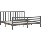  Okvir za krevet s uzglavljem sivi 200 x 200 cm od masivnog drva | shoptok.hr