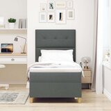 vidaXL Postelja z vzmetnico temno siva enojna tkanina | Shoptok.si