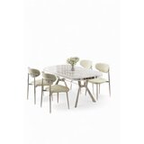 Hanah home Set trpezarijskog stola i stolica (5 delova) Olya White Marble Chrome Cream | Eponuda.com