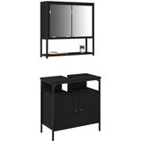  Set namještaja za kupaonicu Zidne 2 pcs Crna Konstruirano drvo | Eponuda.com