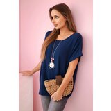 Kesi Włoski Muslin blouse with a necklace navy blue