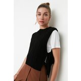Trendyol Black Side Tie Detailed Knitwear Sweater Cijene
