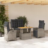  4-dijelna vrtna garnitura od poliratana s jastucima siva Dužina stola 90 cm | Shoptok.si