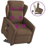 vidaXL Masažni naslonjač na podizanje od tkanine smeđi | shoptok.hr