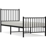 The Living Store Kovinski posteljni okvir z vzglavjem in vznožjem črn 80x200 cm - Posteljni Okvir, (21527763) | Shoptok.si