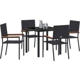 vidaXL Set za blagovanje od 5 dijelova crni poli ratan | shoptok.hr