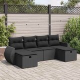  6-dijelni set vrtnih sofa s jastucima crni od poliratana Cijene