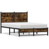 vidaXL Kovinski posteljni okvir z vzglavjem dimljen hrast 120x200 cm | Shoptok.si