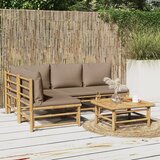 The Living Store Vrtna sedežna garnitura 5-delna s taupe blazinami bambus - Vrtna Sedežna Garnitura, (21466151) | Shoptok.si