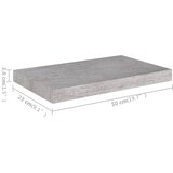  Plutajuća zidna polica siva boja betona 50 x 23 x 3,8 cm MDF | shoptok.hr