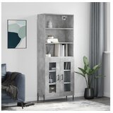 vidaXL Visoka komoda siva betona 69 5x34x180 cm od konstruiranog drva | shoptok.hr