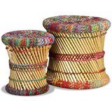 vidaXL Stolci od bambusa sa chindi detaljima 2 kom višebojni | shoptok.hr