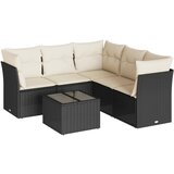  6-dijelni set vrtnih sofa s jastucima crni od poliratana | shoptok.hr