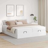 vidaXL Otomanski posteljni okvir z vzmetnicami bel 160x200cm um. usnje, (21611384) | Shoptok.si