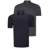 Dewberry DOUBLE SET T8586 MEN'S T-SHIRT-NAVY - ANTHRACITE Cene