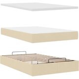 vidaXL Otomanski posteljni okvir z vzmetnico krem 120x190 cm blago, (21610494) | Shoptok.si