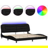  Okvir kreveta s LED svjetlima crni 200 x 200 cm od tkanine | shoptok.hr