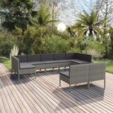 Maison Chic Seti vrtnega pohištva - Vrtna garnitura - Vrtni pohištvo set 9-delna z blazinami poli ratan siva, (21804938) | Shoptok.si
