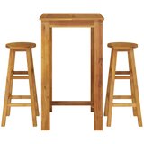  3-dijelni vrtni barski set od masivnog bagremovog drva Smeđa 60 cm table length | shoptok.hr