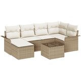 vidaXL 7 delni vrtni kavč set z blazinami rjavi poly rattan, 2 sedežni vrtni kavč s shrambo in blazinami bež poly rattan | Shoptok.si