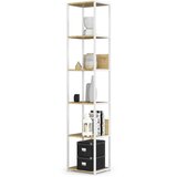 AKORD Regal V Loft Slogu Iz Kovine, Bela/Hrast Artisan, (5000332490) | Shoptok.si