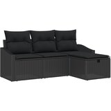 vidaXL 4-delni Vrtni Kavč Set z Blazinami Črn Poli Ratan, (22091537) | Shoptok.si