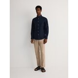 Reserved - Regular fit košulja s mješavinom lana - mornarsko plava | shoptok.hr