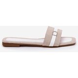 Boto Flat Ladies Slippers With Strap And Buckle Beige-White Zilina | shoptok.hr