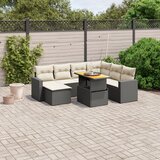Maison Chic Seti vrtnega pohištva - Vrtna garnitura - Vrtni pohištvo set 8-delna z blazinami črn poli ratan, (21799036) | Shoptok.si