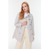 Trendyol Stone Belted Button Closure Fit Pattern Trench Coat | Shoptok.si