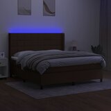  Krevet box spring s madracem LED tamnosmeđi 180x200 cm tkanina | shoptok.hr