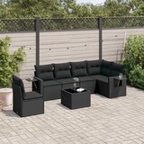 Maison Chic Seti vrtnega pohištva - Vrtna garnitura - Vrtni pohištvo set 7-delna z blazinami črn poli ratan, (21801498) | Shoptok.si