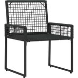  Set vanjskog namještaja s jastukom 4 pcs Crna i krem-bijela - Crna i krem bijela 2x pojedinačna stolica + 1x klupa + 1x stol | shoptok.hr