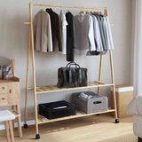 vidaXL Stojalo za oblačila s policami n kolesi 132x45,5x155,5cm Bambus | Shoptok.si