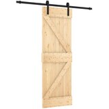  Klizna vrata Prirodna i crna 70 x 210 cm Čvrsta borovina | shoptok.hr