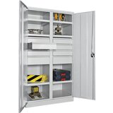 Pavoy Omara za težka bremena, višina 1950 mm, 6 polic, 8 predalov, siva | Shoptok.si