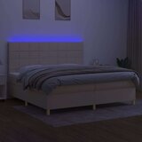  Krevet box spring s madracem LED krem 200x200 cm od tkanine | shoptok.hr