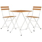  3-dijelni sklopivi bistro set masivno bagremovo drvo i čelik | shoptok.hr