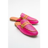 LuviShoes 165 Women's Slippers From Genuine Leather, Pink Straw Cene