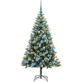 vidaXL Umjetna jelka s pantenom i pahuljicama Zelena i bijela 150 cm | shoptok.hr