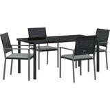 vidaXL Set 3 Črna Poli ratan 54x62.5x89 cm Vzdržljiv Vrtna stolica | Shoptok.si